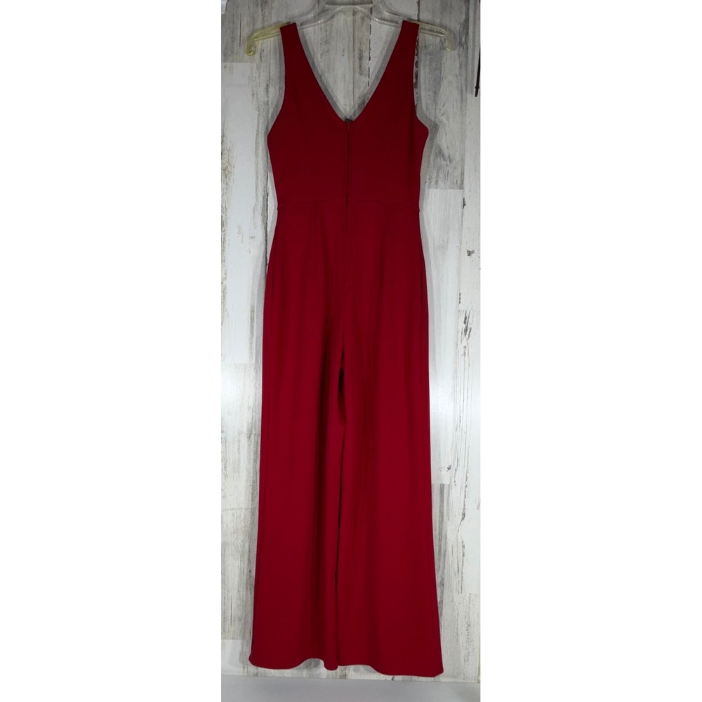 Crystal Sky Jumpsuit Size XS Red V-Neck Sleeveless Wide‎ Leg Zip Back